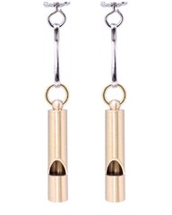 Premium Brass Whistles 125 decimals Set of 2 – Includes 2 Black Lanyard 30 In…