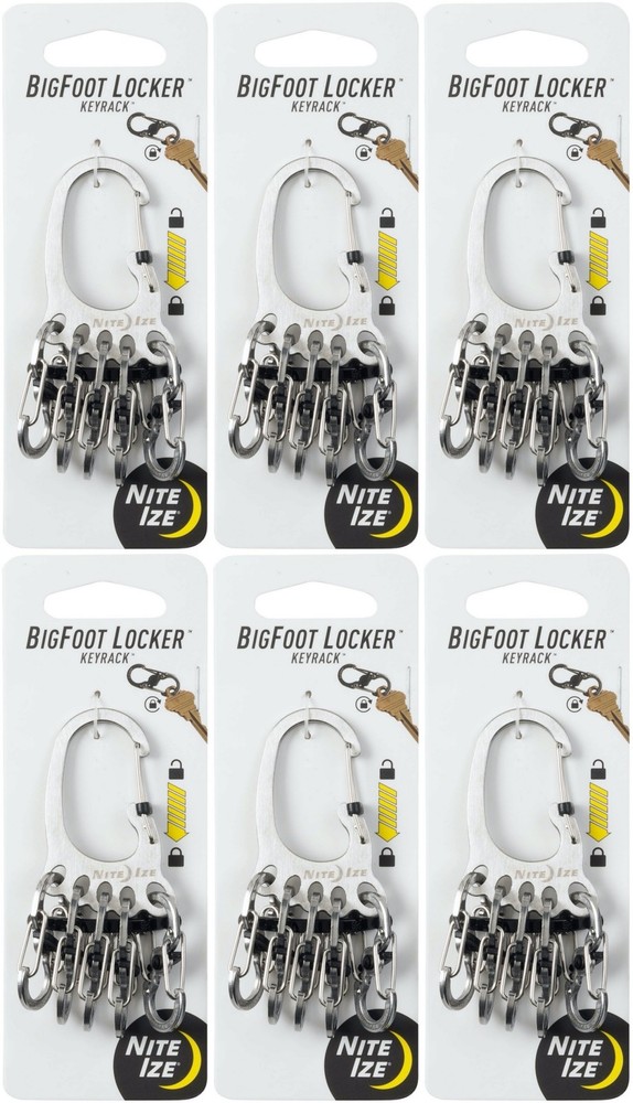 Nite Ize BigFoot Locker Stainless Steel KeyRack – Stainless (6-Pack)