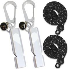 Heart-Engraved Aluminum Emergency Whistles for Her/Him, A Pair of