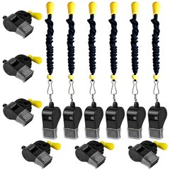 SUYAMI 12 Packs Sport Whistle with Lanyard, for Coach, Referee, Black