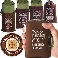 Emergency Thermal Mylar Blankets – 4-Pack Extra Large Survival Gear (Green)