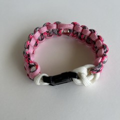 Handmade Pink Paracord Bracelet with Heart Charm – 7 3/4” Survival Style