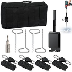 Pawfly 10 Pcs Ice Anchor Tool Kit with Screw Anchors, Tent Multi-color