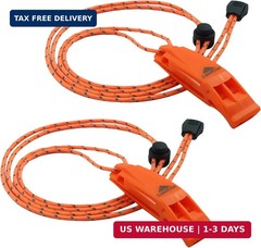 LuxoGear Emergency Whistles with Lanyard Safety Whistle Survival Shrill Loud Bla