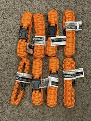 (8) Orange Everbilt 9’ Paracord Emergency Survival Hunting Hiking Bracelets