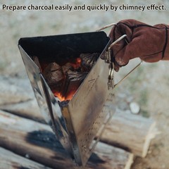 Campingmoon Charcoal Chimney Starter Collapsible Foldable Grill Chimney Stainles