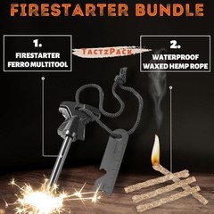 Fire Starter Kit – Premium Flint and Steel Firestarter for Campfires, Hemp