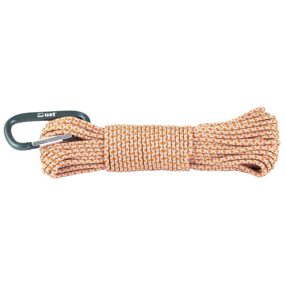 UST Para 325 Utility Cord 50ft Nylon Rope w/Carabiner Survival Outdoor Orange