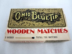 NOS Ohio Blue Tip Wooden Matches 3 Box Package 750 Count