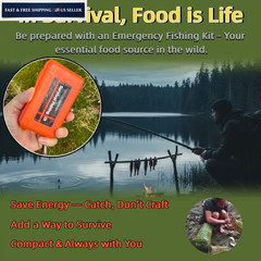 LoDinpo Pocket Survival Fishing Kit,Emergency Tackle Small, Wildfire Orange
