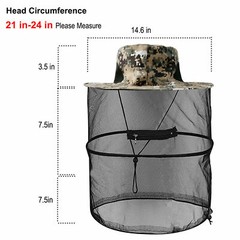 Men Mosquito Head Net Hat Bugs Netting Protection Jungle Boonie Bucket Bush Hat