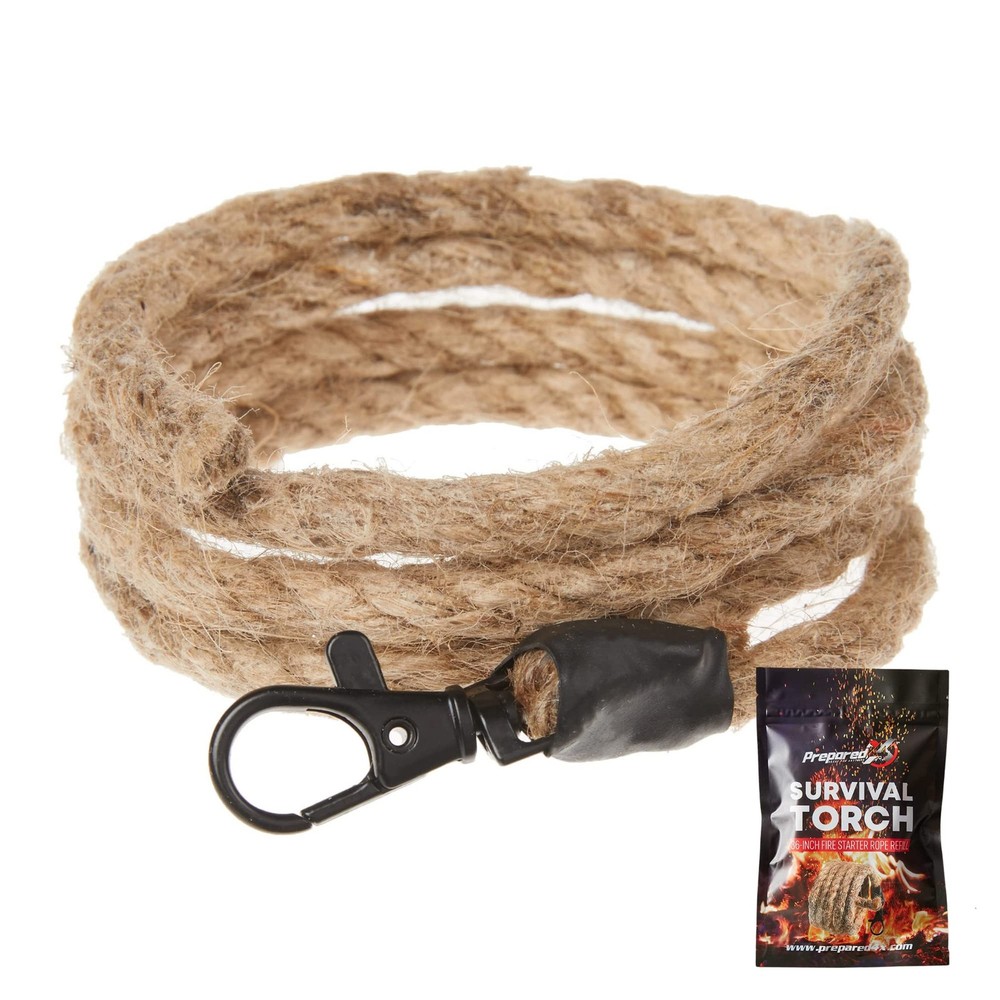 Fire Starter Rope – 36” Waterproof, Wax-Infused Hemp Tinder Refill – Fire Tin…
