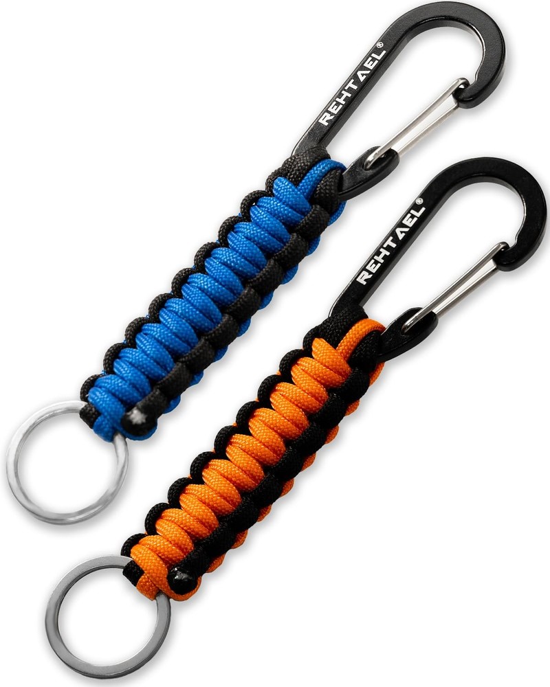 Carabiner Keychain Paracord Key Chain Heavy Duty Clip Braided Rope Keychain