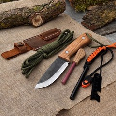 Hiking Kit Bushcraft Knife Set with Forged Knife Ferro Rod Paracord Camping Gear