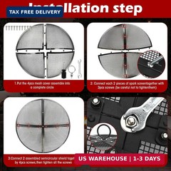 Fire Pit Spark Screen,22 Inch Fire Pit Screen Cover Outdoor with Handle&Poker,Fi