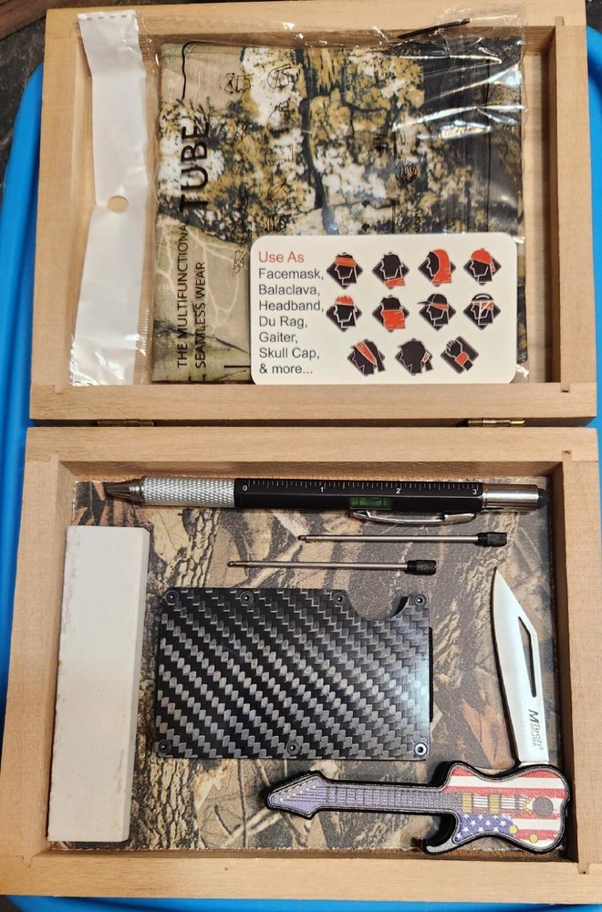 Man’s Gift Set with Wooden Box, Knife,Sharpener,Gadgets