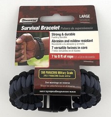 SecureLine Survival Bracelet Nylon Paracord Rope – Large, Black/Grey