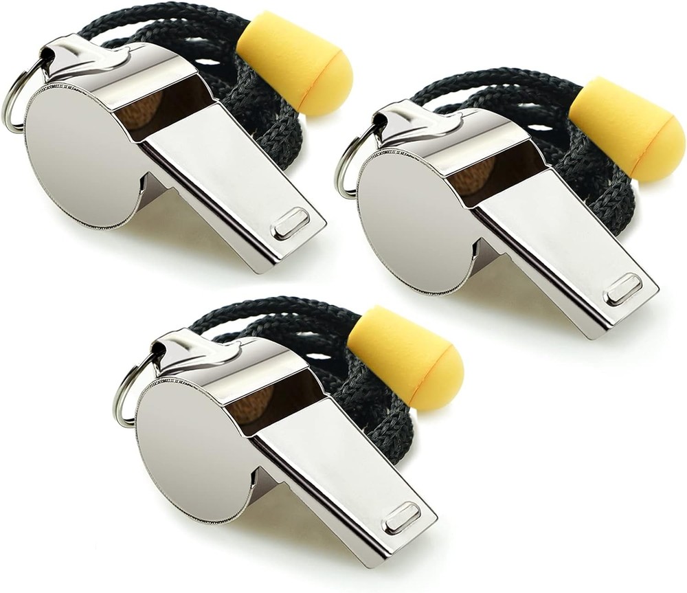 Whistle, 3 Pack Sports Whistles with Lanyard, Loud Crisp Sound Whistles Great fo