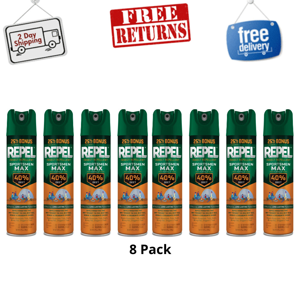 Repel Sportsmen Max 40% DEET Insect Repellent Aerosol Spray, 8.125 oz (8 Pack)