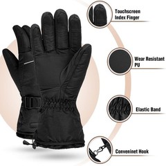 Heated Gloves with 2Packs 5V 5000mAh, Touchscreen Waterproof Large, Black