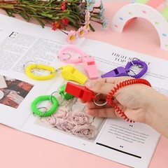 6 PCS Plastic Whistles Sport Whistles With Bracelet Loud Crisp Sound Whistles