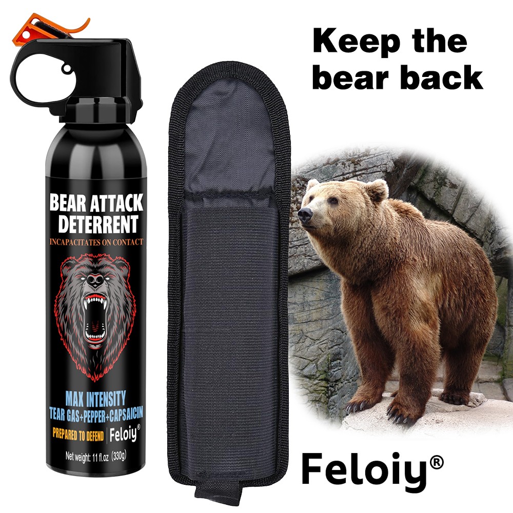 Feloiy BEAR Attack Deterrent Spray 11oz w/ Holster Outdoor Self-Defense