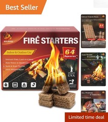 Quick Lighting Fire Starter Squares – 64 Natural Cubes for Indoor & Outdoor Use
