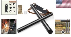 2-Pack Ferro Rod Fire Starter Kit w/6-in-1 Tool & Tinder – Survival Camping