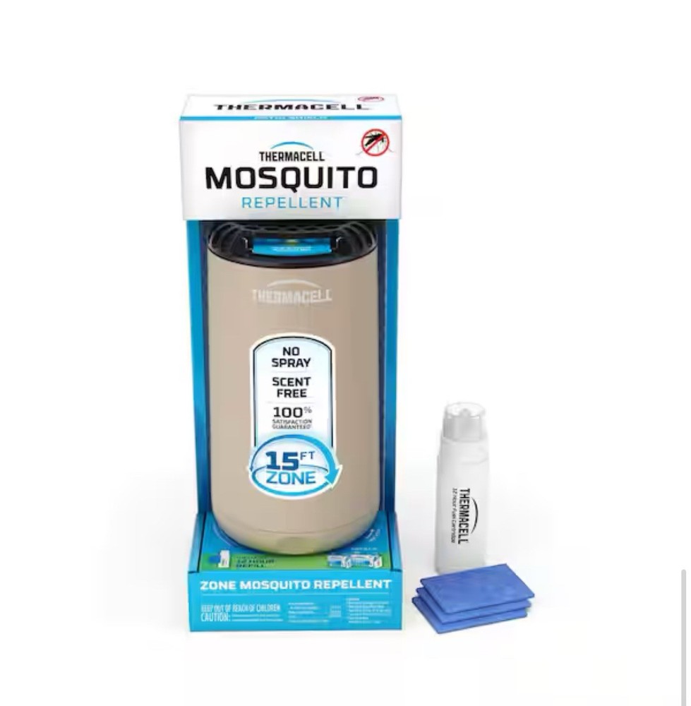 Thermacell E90 Zone Mosquito Repellent 15FT Outdoor Scent Free Beige