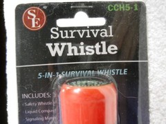 5 in 1 Survival Whistle Compass Fire Flint Storage Container Mirror ABS Plastic