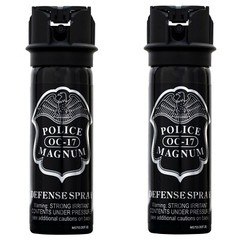 2 POLICE MAGNUM Pepper Spray 3oz Flip Top Stream Self Defense Safety Protection