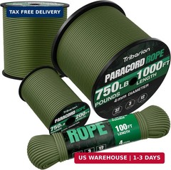 Parachute Cord 4MM 12-Strand Para Cord – Heavy Paracord Rope 750 Lb 100Ft 5/32″