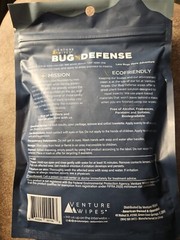 VENTURE WIPES BUG DEFENSE ~ 15 PACKS ~ DEET FREE ~PLANT BASED INFUSION ~ NEW