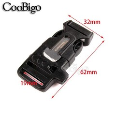 CooBigo 10Pack 3/4″ (19mm) Fire Starter Survival Whistle Buckle 19MM, Black