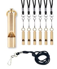FUTURESTEPS Brass Whistles 6 Pack with Lanyards – 125+ dB Loud for Home Alerts