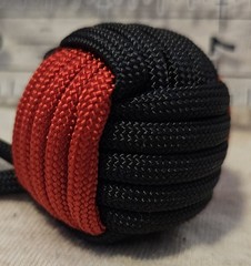 550 Paracord 1″ Pinball Decorative Monkey’s Fist 5″ Long, Thin Red Line