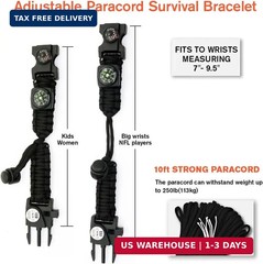 20in1 Survival Paracord Bracelet SOS LED Light Compass Thermometer Camp Kit Gift