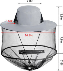Mosquito Head Net Hat Sun Hat Garden Bug Hat with Hidden Net Mesh for Outdoor Ga