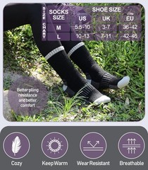 DYW Womens Merino Wool Hiking Socks Thermal Warm Winter Large, 5 Pairs Black