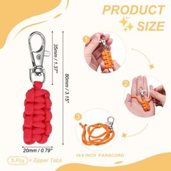Paracord Zipper Pull, Polyester Zipper Pulls Replacement 5 Pcs & Red