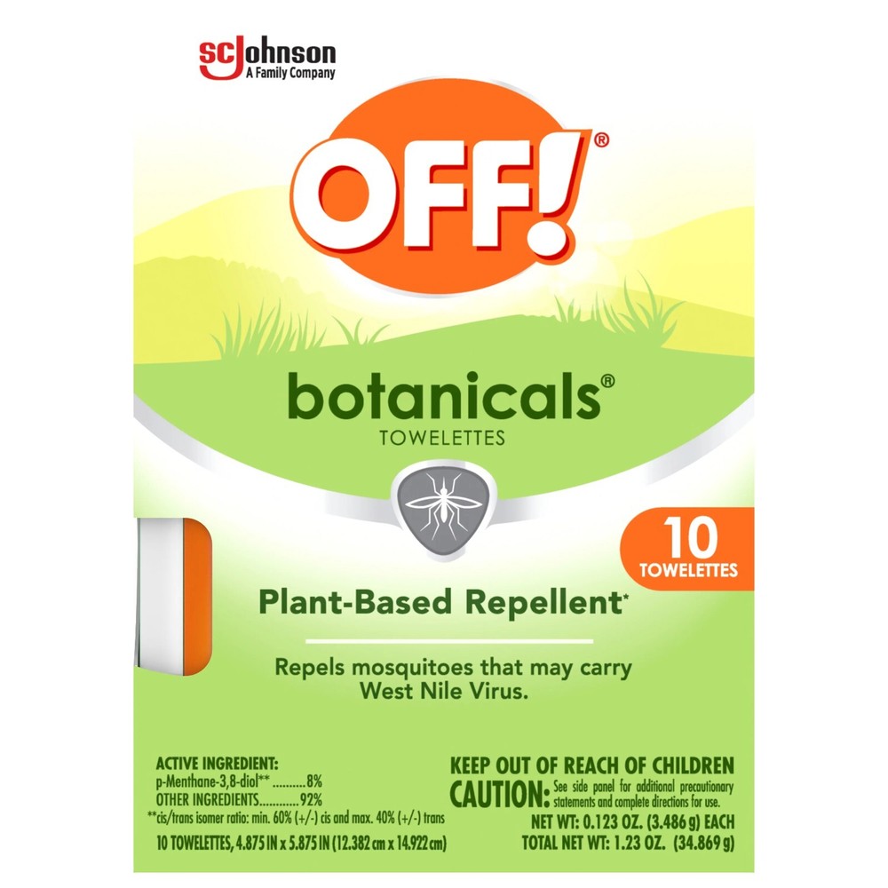 OFF!® Botanicals® Insect Repellent Towelettes, Mosquito Repellent 1 Pack of 10