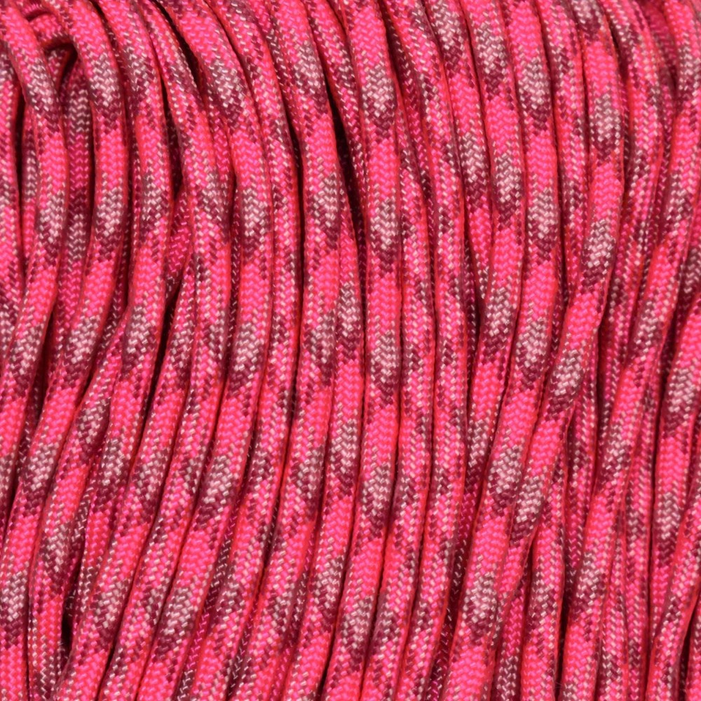 550 Paracord Pink Blend Made in the USA Nylon/Nylon (100 ft)