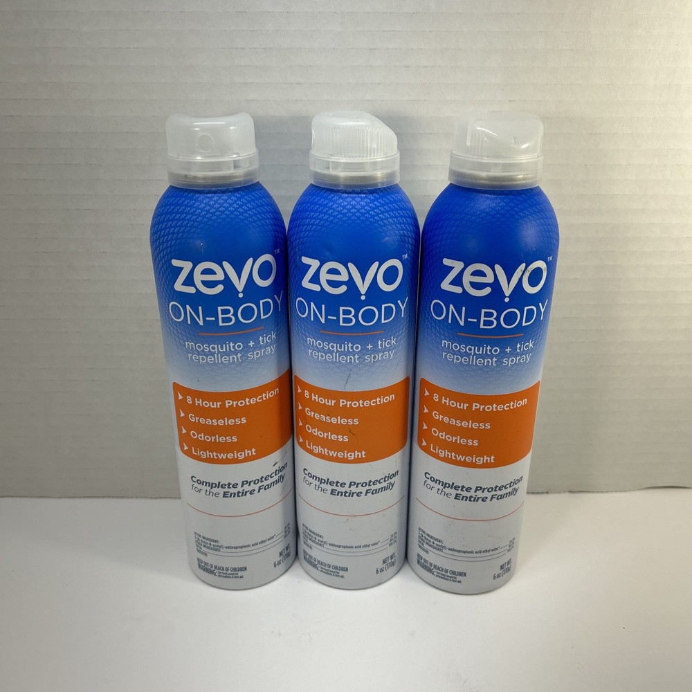 New! Lot of 3 Zevo On-Body Mosquito & Tick Insect Repellent Lotion 7.8 fl oz