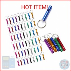 50 Pieces Emergency Whistle with Keychain Aluminum Survival Whistle Key Chain fo