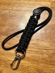 (2-Pack) 12” Black Wrist Strap Lanyards Swivel Clip 550 Paracord Cord Stopper