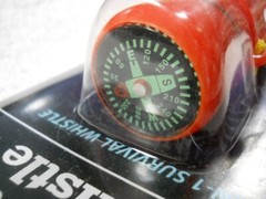 5 in 1 Survival Whistle Compass Fire Flint Storage Container Mirror ABS Plastic