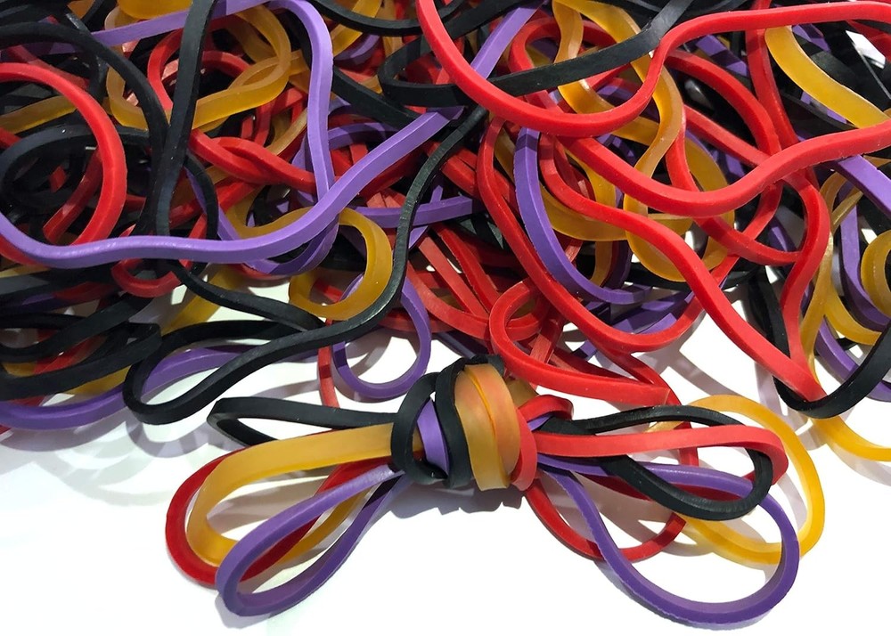 Rubber Bands, Size 117b (7″ x 1/8») Colorful Natural 1/4 Pound Bag, 117