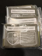 Swiss Safe Emergency Thermal Blankets (4) & Bonus Gold Mini Foil Space Blanket