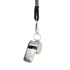 Loud Stainless Steel Sports Whistle with Black Lanyard – Safety Coach Whistle