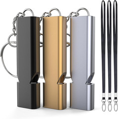 3-Pack Emergency Whistles with Lanyard, Referee Whistle, Sports Whistles, Safety